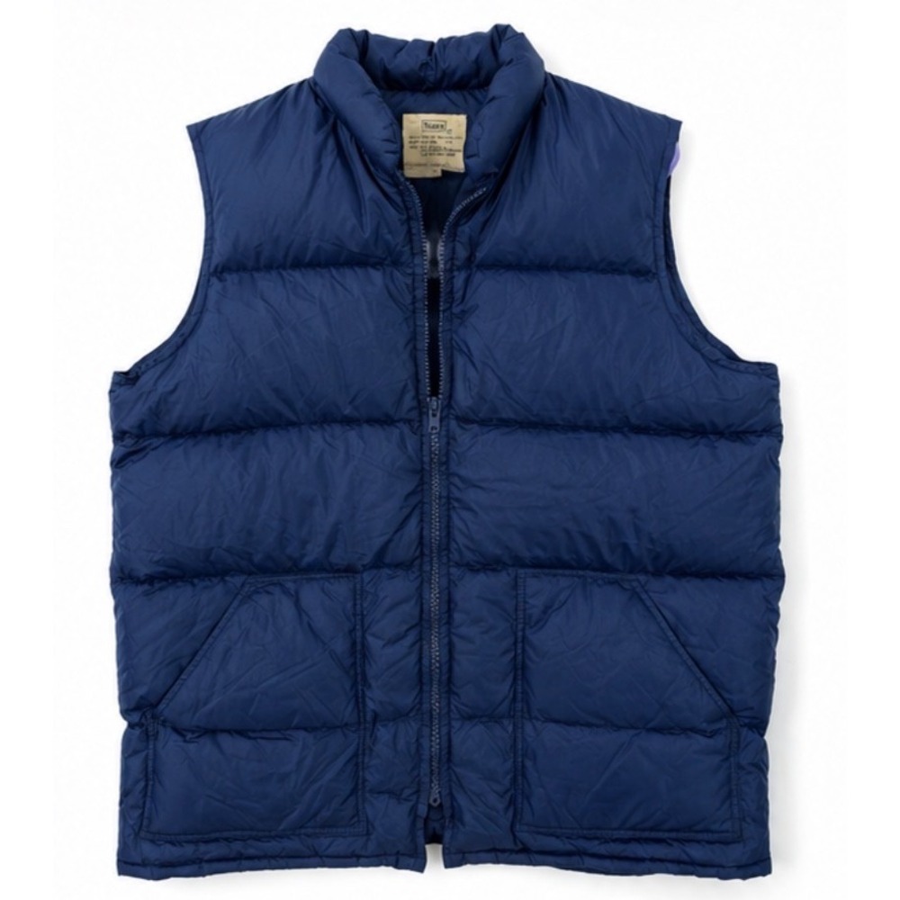Vintage Sears Down Puffer Vest Blue Nylon Ripstop‎ Made in Taiwan Adult XL 80s